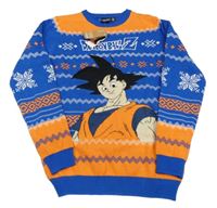 Nové - oranžovo-modrý vzorovaný svetr s chlapcem Primark