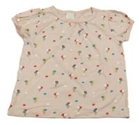 Svetloružová -farebné tričko so zmrzlinami Pusblu