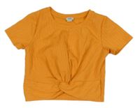 Oranžové rebrované crop tričko River Island