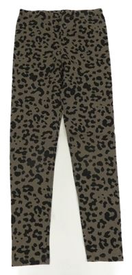 Šedobéžovo-čierne legíny s leopardím vzorom Tu