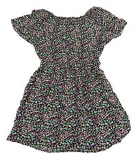 Černo-zeleno-růžové květované šaty Primark