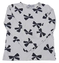 Béžovo-čierne tričko s mašľami H&M