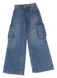 Modré široké cargo rifle H&M