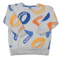 Sivo-farebná mikina s písmeny