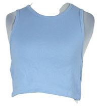 Dámský světlemodrý žebrovaný crop top Bershka 