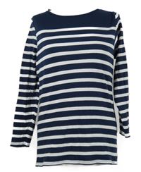 Dámské bílo-tmavomodré pruhované triko 