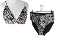 Dámské černo-pudrové vzorované dvoudílné plavky 