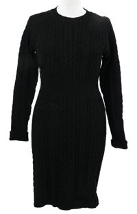 Dámske čierne vzorované svetrové šaty Shein