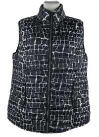 Dámska tmavomodro-biela vzorovaná šušťáková zateplená vesta Laura Torelli