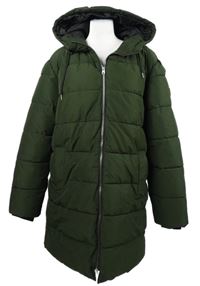 Pánský khaki šusťákový prošívaný zimní kabát s kapucí Only & Sons