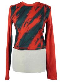 Dámské červeno-zelené vzorované sportovní crop triko Asos 