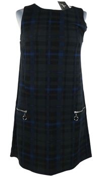 Nové - Dámske čierno-modré kockované šaty Atmosphere