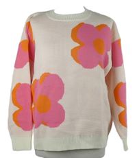 Dámský smetanový květovaný svetr 