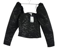 Nové - Dámská černá vzorovaná crop halenka H&M