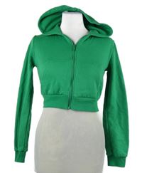 Dámska zelená crop prepínaci mikina s kapucňou H&M