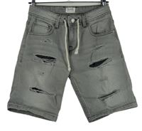 Pánske sivé rifľové kraťasy s vyšúchaním Pull&Bear vel. 30