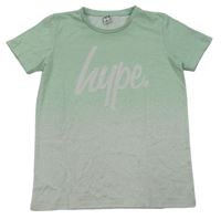 Světlezeleno-biele tričko s logom hype