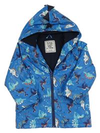 Modrá nepromokavá zateplená bunda s dinosaury a kapucí Matalan