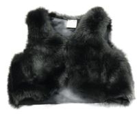 Čierno-sivá kožušinová vesta H&M