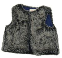 Čierno-béžová kožušinová podšitá vesta Mantaray