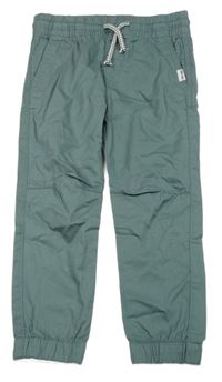 Modrozelené plátenné cuff nohavice H&M