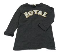 Čierne teplákové šaty s nápisom