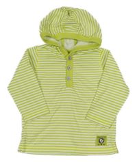 Zeleno-biela pruhovaná mikina s kapucňou Ergee