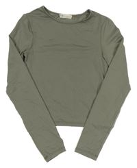 Khaki sportovní crop triko 