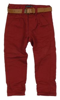 Červené plátenné nohavice s opaskom Reserved