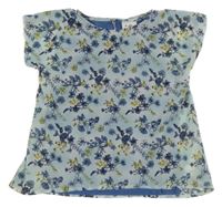 Svetlomodrá šifónová blúzka s kvietkami Topolino