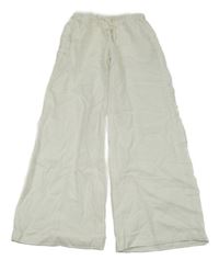 Bílé plátěné kalhoty H&M