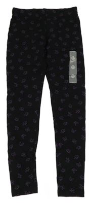 Nové - černé legíny s fialovými motýlky 