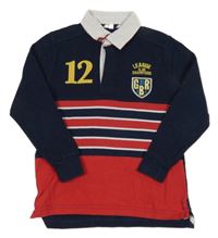 Tmavomodro-červeno-bílé polo triko M&Co.