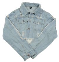 Svetlomodrá rifľová crop bunda Shein