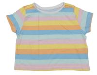 Ružovo-modro-farebné pruhované crop tričko Sinsay