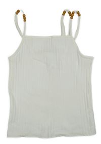 Biely rebrovaný pletený top s korálkami Zara