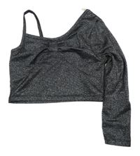 Čierno-strieborné crop asymetrické tričko Matalan
