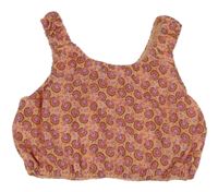 Meruňkovo-ružový vzorovaný crop top Zara
