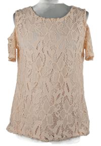 Dámská broskvová krajková halenka s volnými rameny Peacocks