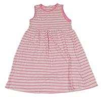 Bielo-ružové pruhované bavlnené šaty Zara