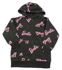 Tmavěšedá mikina s nápisy Barbie a kapucňou Primark