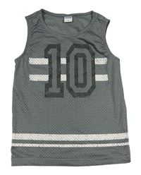 Šedý síťovaný sportovní dres s číslem Pocopiano