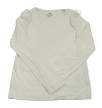 Biele rebrované tričko s volánikmi H&M