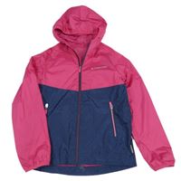 Ružovo-tmavomodrá šušťáková jarná bunda s kapucňou