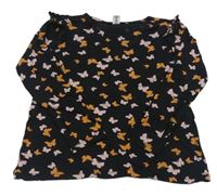 Čierne tričko s motýlikmi Dopodopo