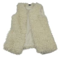 Smetanová kožešinová podšitá vesta New Look