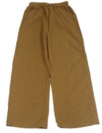 Hnedé pruhované široké nohavice SHEIN