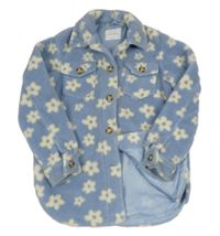 Svetlomodrá huňatá podšitá košeľová bunda s kvietkami Primark