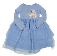 Světlemodré bavlněno/tylové šaty s Elsou H&M