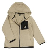 Béžová chlpatá prepínaci mikina s vreckom s kapucňou F&F